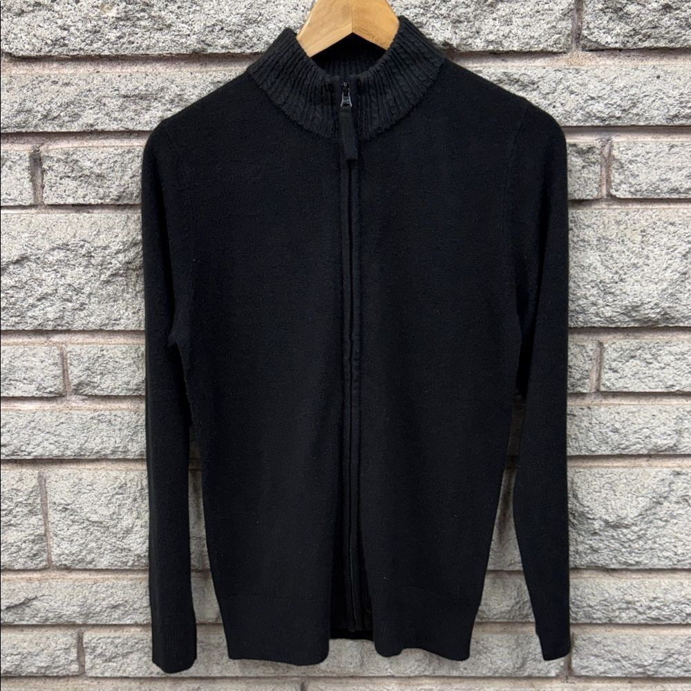 Elegant Black Full-Zip Women's Cardigan